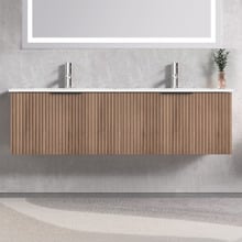 Reedon 1500mm Woodgrain Wall Hung Double Vanity with Ceramic Countertop